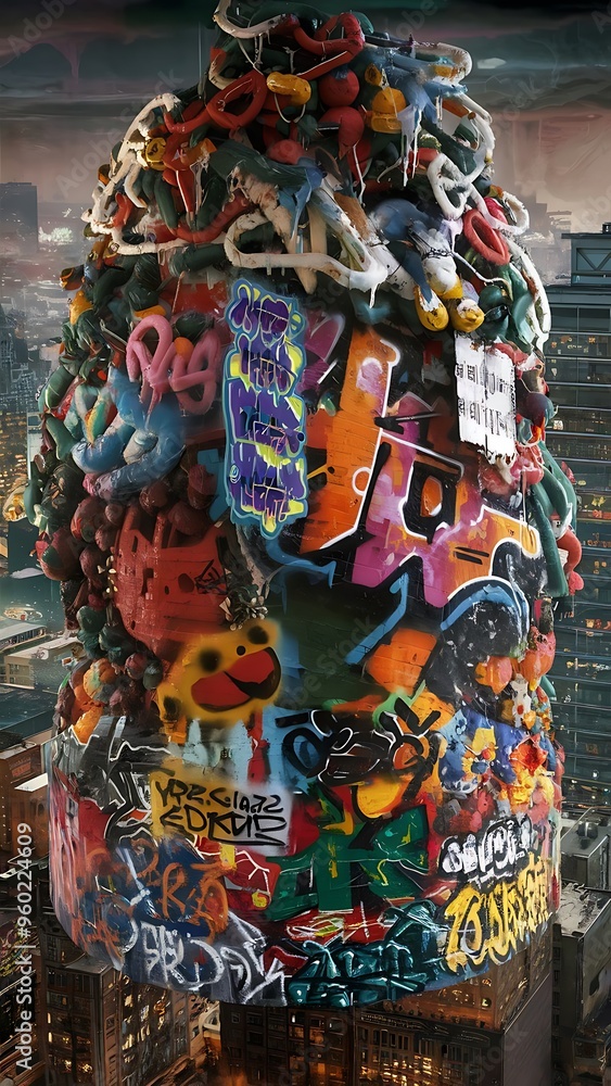 Fototapeta premium A Messy Graffiti Wall Background