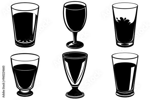 A set of black glass  silhouettes