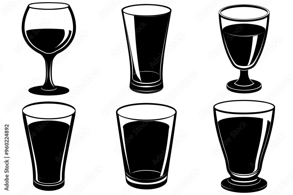 A set of black glass silhouettes A set of black glass silhouettes