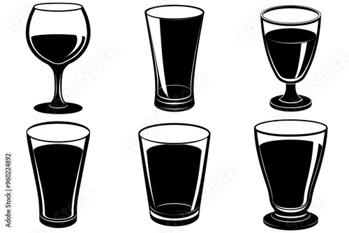 A set of black glass  silhouettes