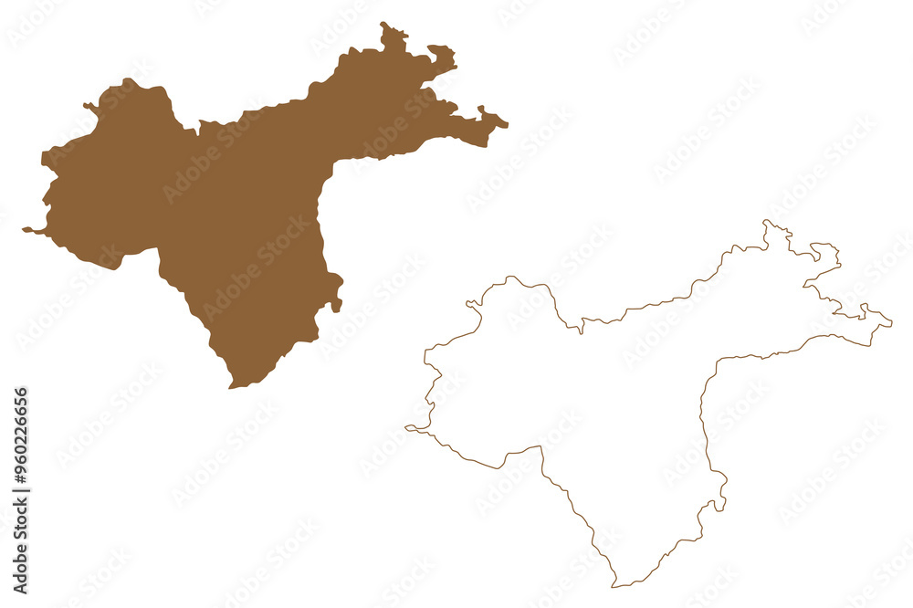 Obraz premium Waidhofen an der Ybbs city and district (Republic of Austria or Österreich, Lower Austria or Niederösterreich state) map vector illustration, scribble sketch Waidhofn aun da Ybbs map