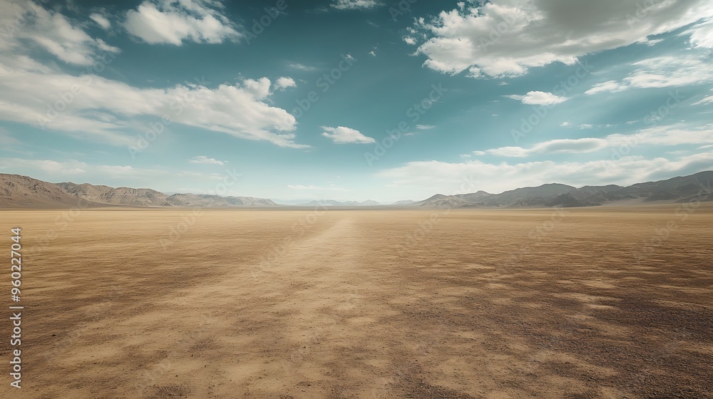Desert Landscape With Mountains And Blue Sky. Desert Landscape With Mountains And Blue Sky.