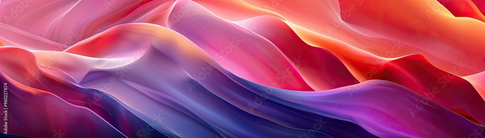 Obraz premium Abstract waves of vibrant colors blend seamlessly, creating a mesmerizing visual of flowing energy and dynamic movement.