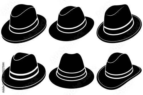 A set of black hat silhouettes