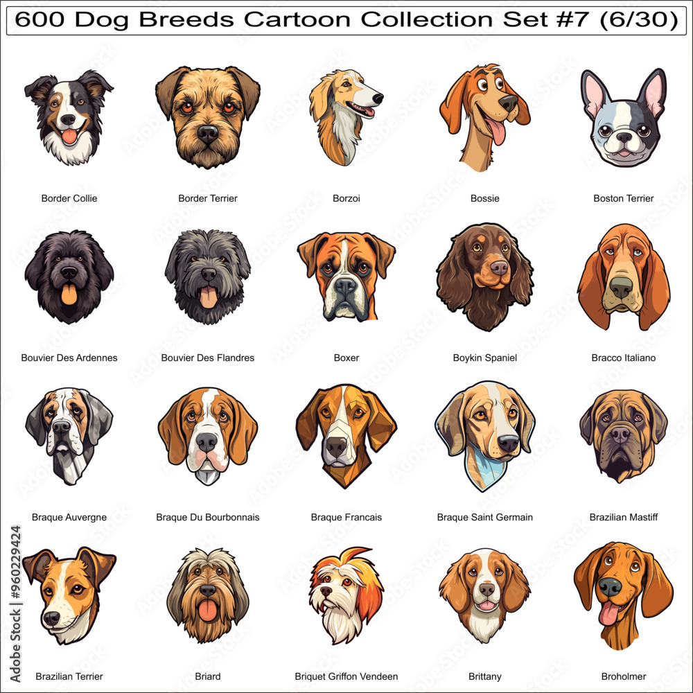 Cute Dog Breeds Cartoon Characters Sticker Bundle Collection Set 7 of 600 Dog Faces Isolated Part 6 Cute Dog Breeds Cartoon Characters Sticker Bundle Collection Set 7 of 600 Dog Faces Isolated Part 6
