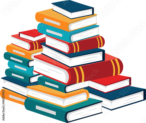 Colorful Stack Of Books Iluustration