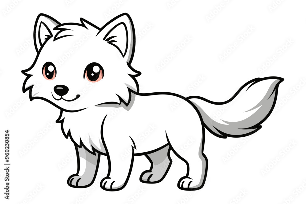 Fototapeta premium Cute baby wolf icon line art Vector Art Illustration