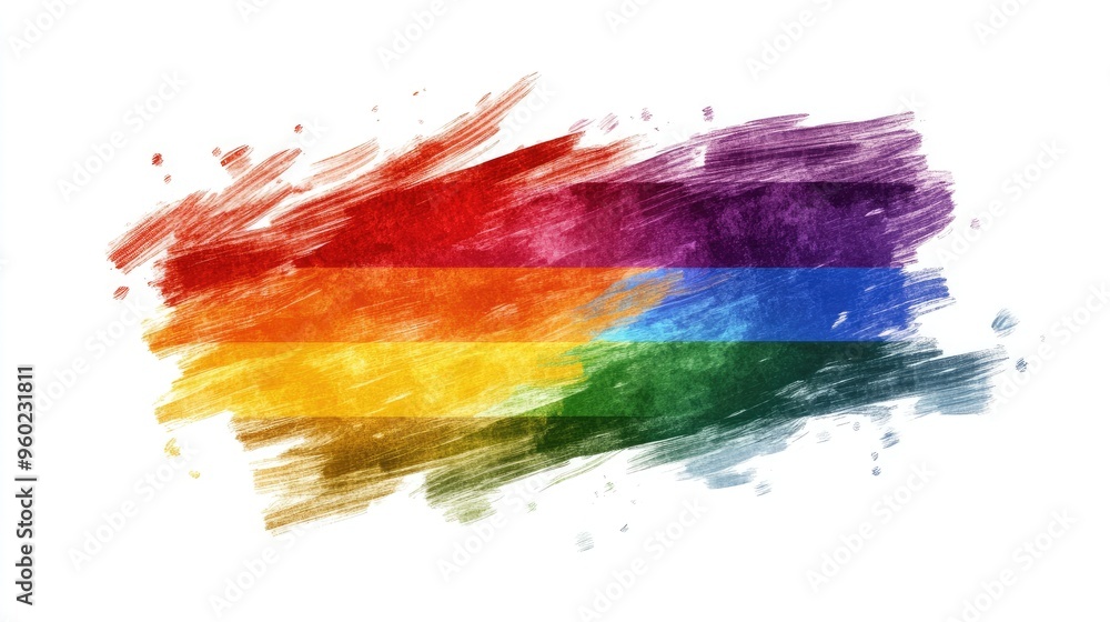 Graphic of the LGBT flag as a hand-drawn sketch, with textured brush strokes highlighting the colors of the rainbow on a plain white background. Graphic of the LGBT flag as a hand-drawn sketch, with textured brush strokes highlighting the colors of the rainbow on a plain white background.