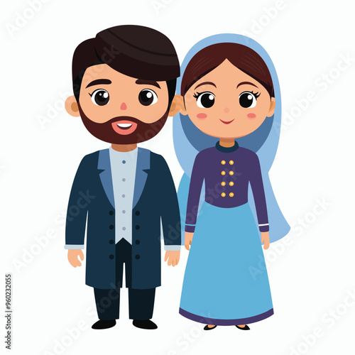  a cute pakistani couple in traditional illustration