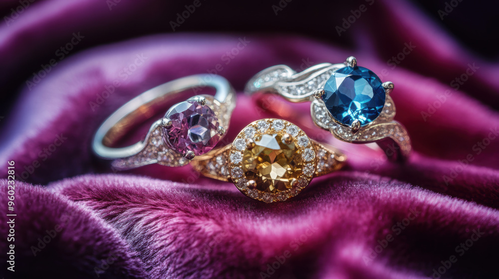 Gemstone Rings Close Up. Gemstone Rings Close Up.
