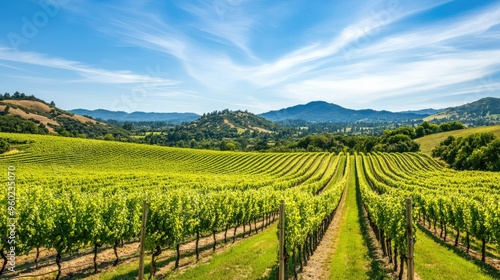 Wallpaper Mural A picturesque vineyard in the Napa Valley with rows of grapevines and rolling hills. Torontodigital.ca