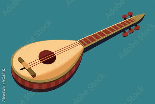 urkish plucked musical instrument baglama vector