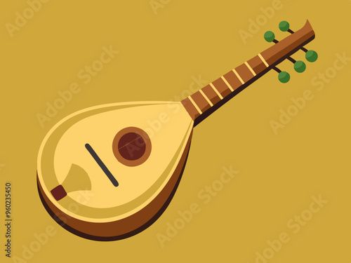 urkish plucked musical instrument baglama vector