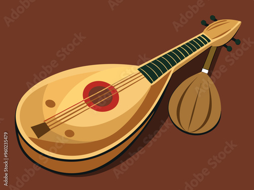 urkish plucked musical instrument baglama vector