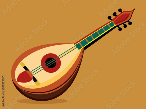 urkish plucked musical instrument baglama vector