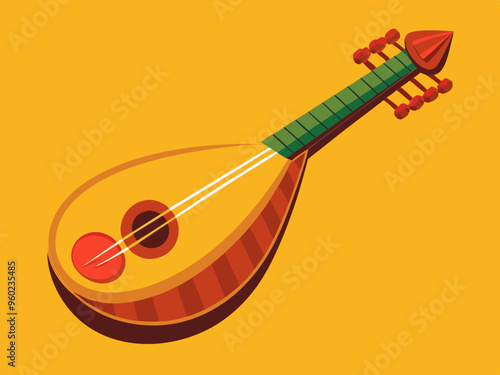 urkish plucked musical instrument baglama vector