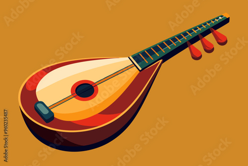 urkish plucked musical instrument baglama vector