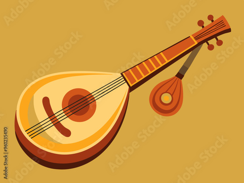 urkish plucked musical instrument baglama vector photo