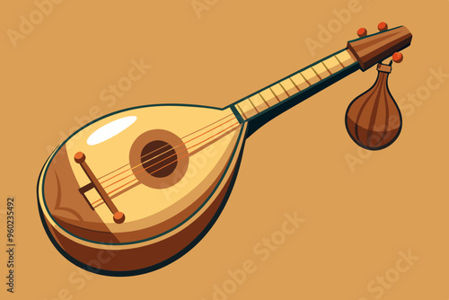 urkish plucked musical instrument baglama vector