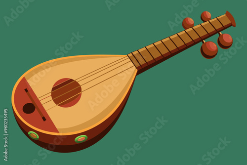 urkish plucked musical instrument baglama vector