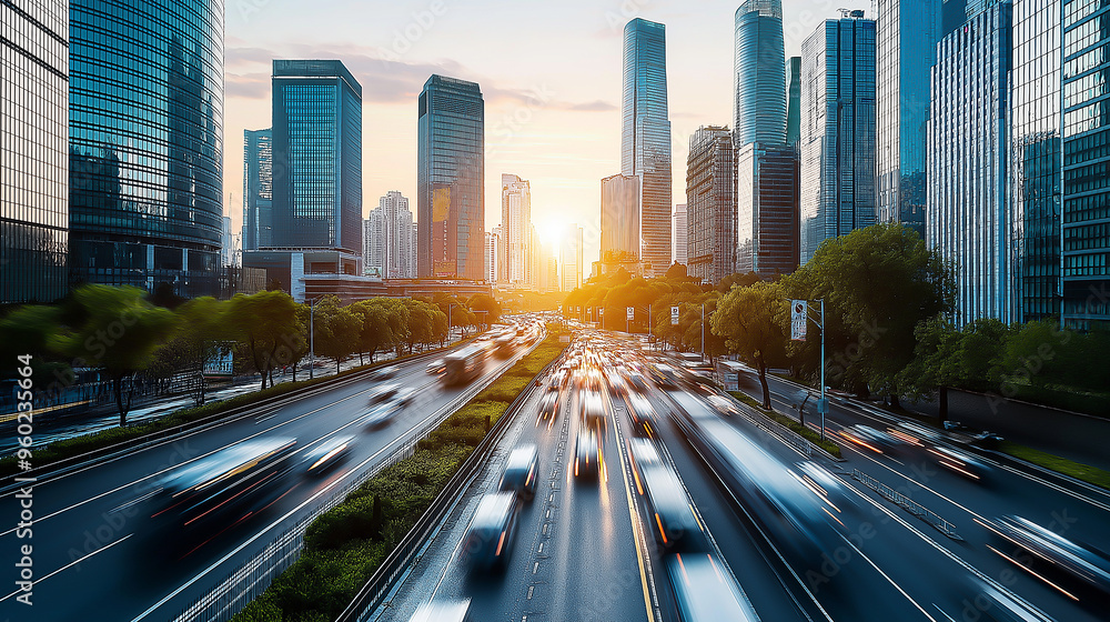 A modern urban development with high-tech transportation systems and energy-efficient infrastructures A modern urban development with high-tech transportation systems and energy-efficient infrastructures