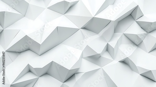 3D rendered white background with polygonal shapes for abstract geometric wallpaper in modern minimalist interior