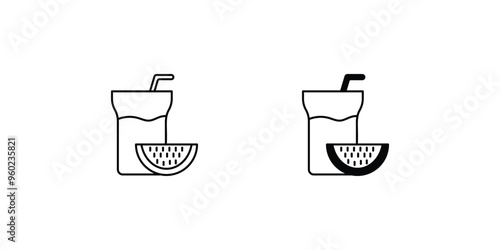 watermelon juice set icon with white background vector stock illustration