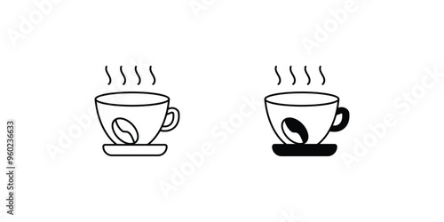 coffee mug set icon with white background vector stock illustration