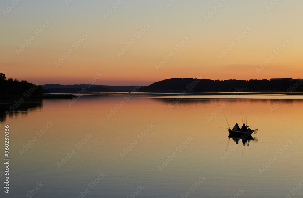 Naklejka premium Sonnenuntergang am Möhnesee, Stockumer Damm, Kreis Soest, August 2023