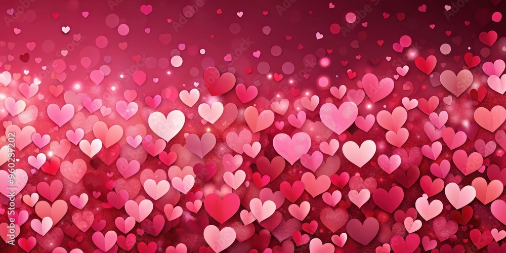 Hearts background in various shades of pink and red for Valentine's Day celebration Hearts background in various shades of pink and red for Valentine's Day celebration