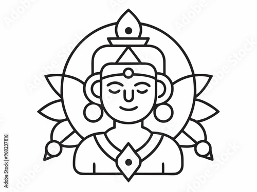 Ravana hatha Outline Icon Design illustration. Music Symbol on White background