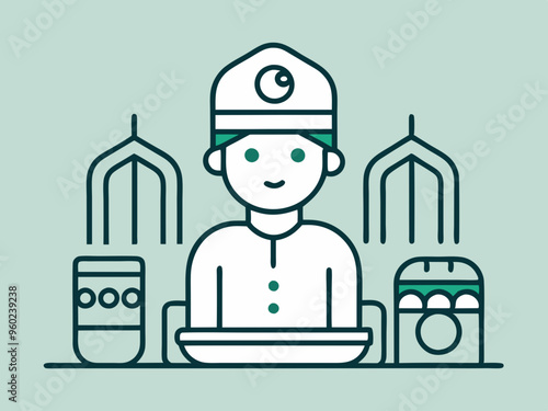 Mehfil-e sama or qawwali Night concept, gathering for spiritual listening vector outline icon, Muslim marriage Symbol, Islamic wedding customs Sign, Pakistani matrimony stock illustration
