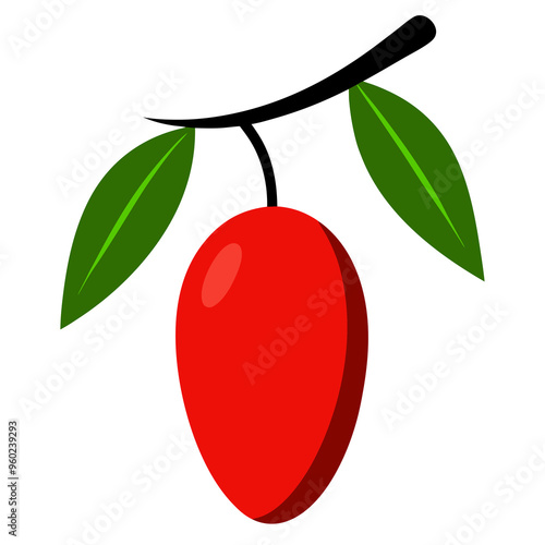 Ripe mango vector art illustration on white background 