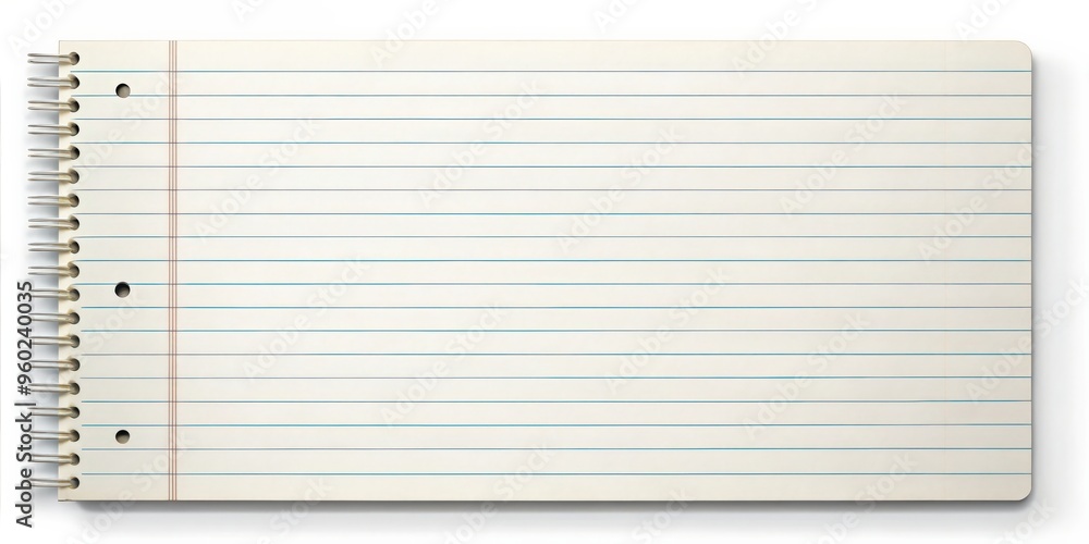 Wide ruled notebook paper with page curl, drop shadow effect Wide ruled notebook paper with page curl, drop shadow effect