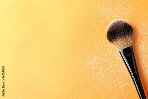 Makeup Brush on a Yellow Surface