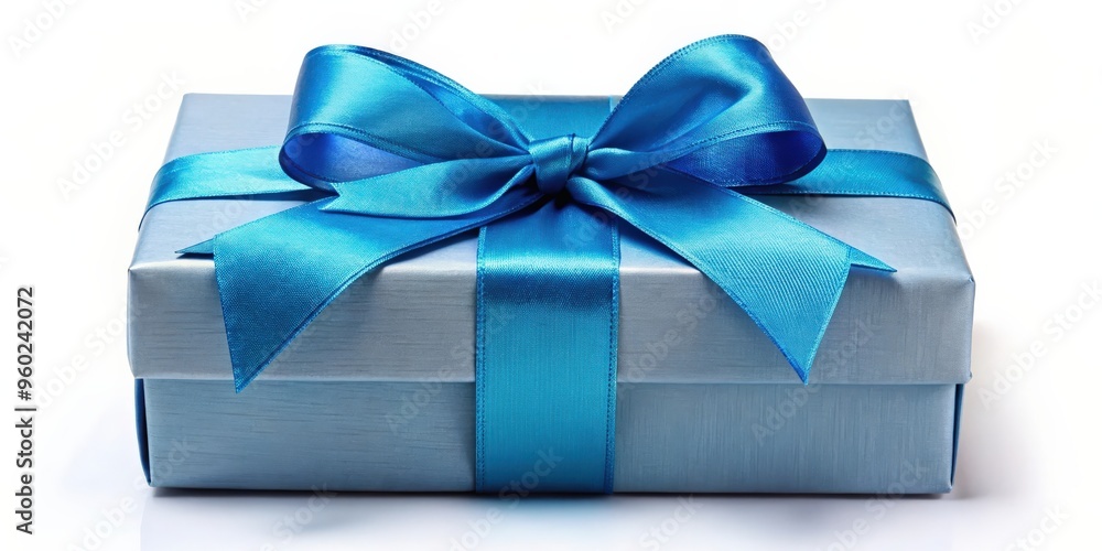 A gift box with a striking blue bow, perfect for any special occasion A gift box with a striking blue bow, perfect for any special occasion