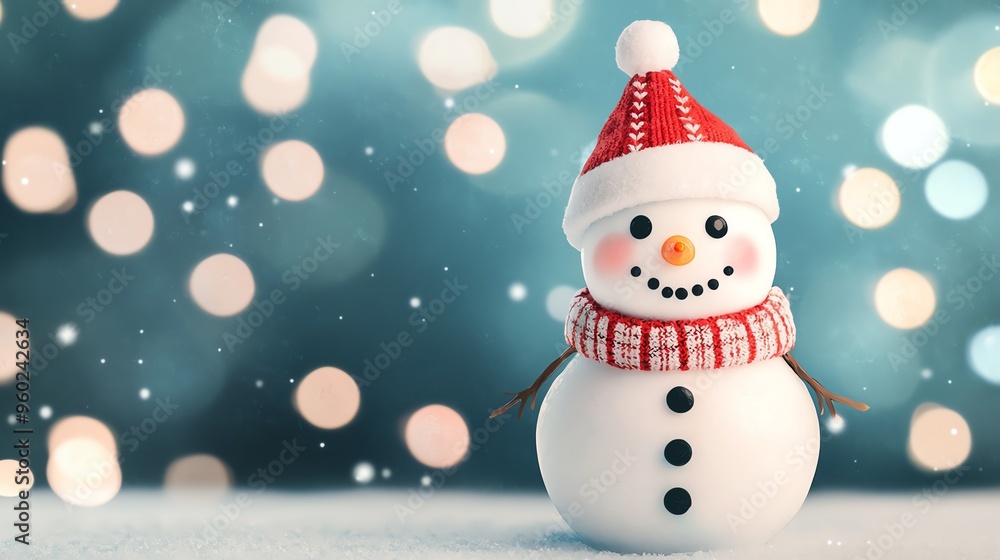 Enchanted snowman, brought to life by a glowing hat, surrounded by Christmas lights, Watercolor style Enchanted snowman, brought to life by a glowing hat, surrounded by Christmas lights, Watercolor style