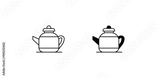 teapot set icon with white background vector stock illustration