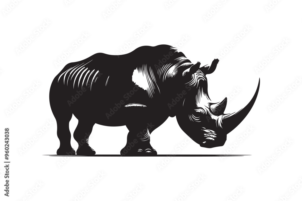 Fototapeta premium Rhinoceros vector art and illustration