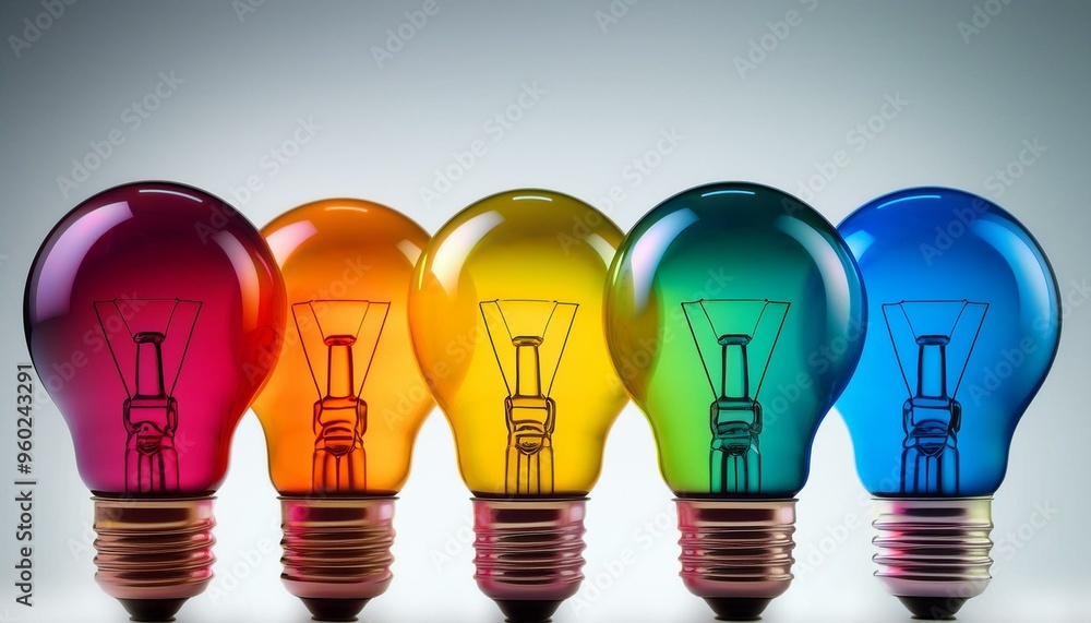 Turned off colorful light bulbs lined up next to each other Turned off colorful light bulbs lined up next to each other