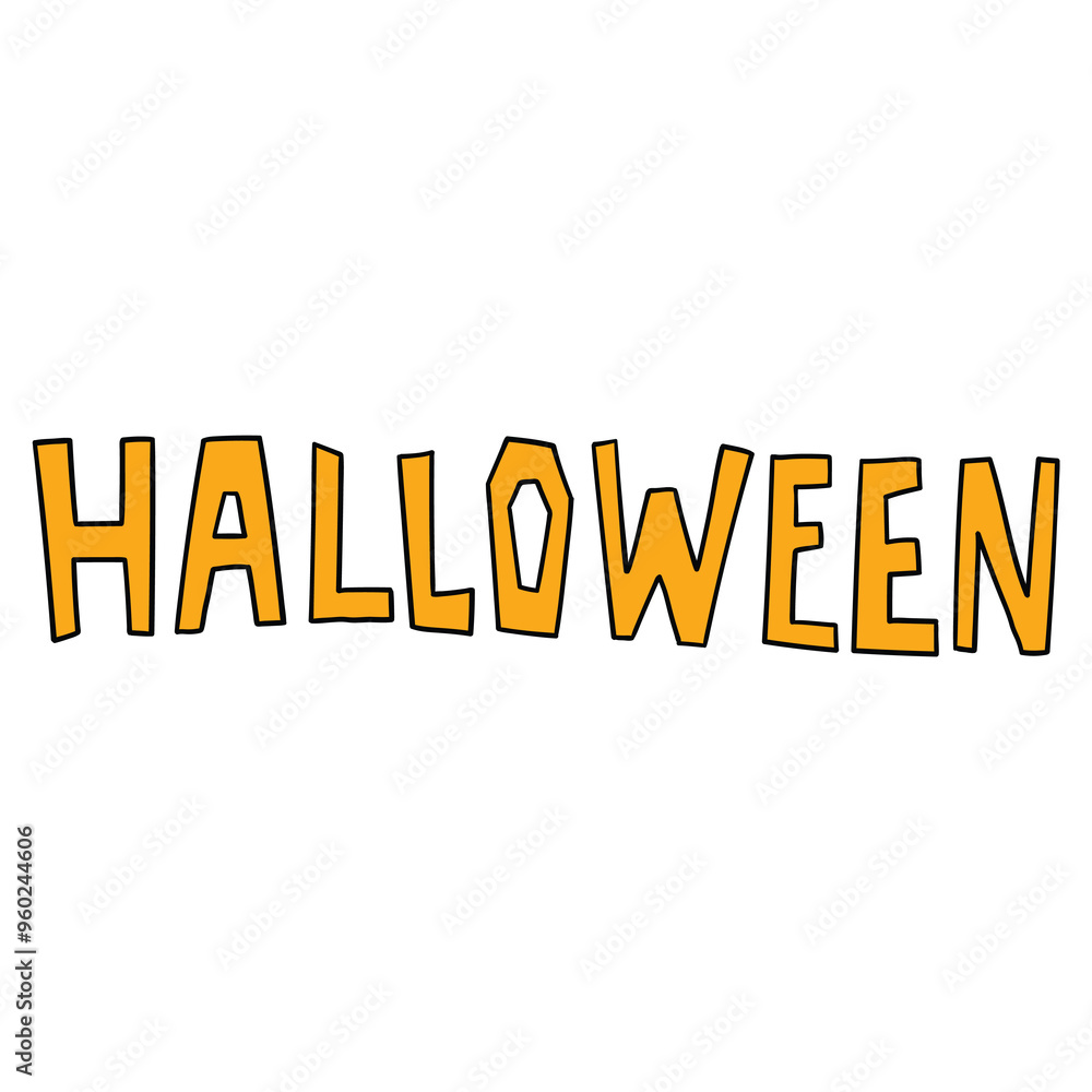 Fototapeta premium Hand drawn cartoon halloween lettering on white background.