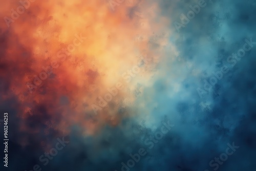 Abstract Painted Cloudscape in Orange and Blue Hues