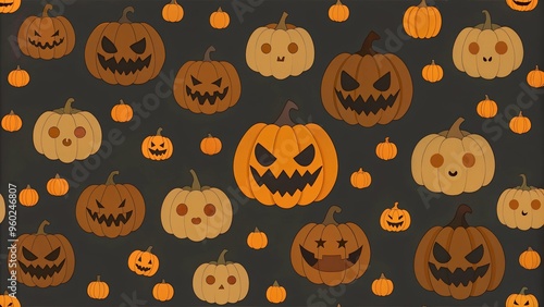 Pumpkin halloween pattern. Halloween pumpkin seamless pattern. Halloween concept