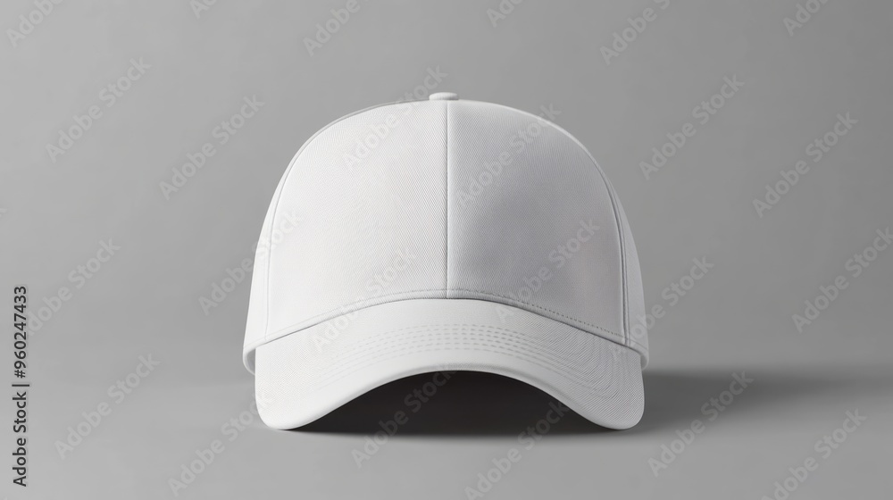 Blank White Baseball Cap on Gray Background Blank White Baseball Cap on Gray Background