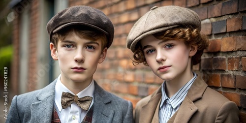 two teenagers with hairstyle and outfit of the 1910