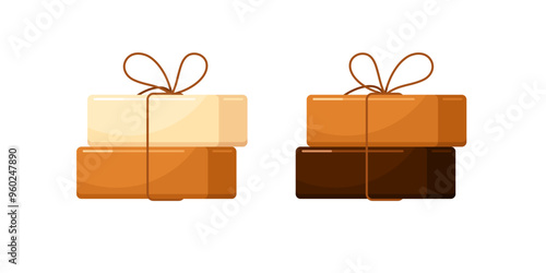 Soap bar pieces in stack for bath, shower and spa. Body and hand solid soap with vanilla, cinnamon, caramel, coffee and chocolate, vector flat cartoon illustrations isolated on white background