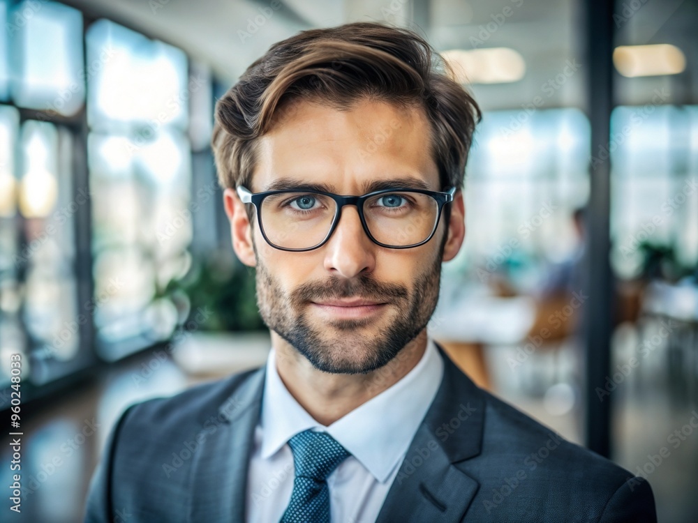 Portrait of mature bearded man wearing glasses in office Portrait of mature bearded man wearing glasses in office