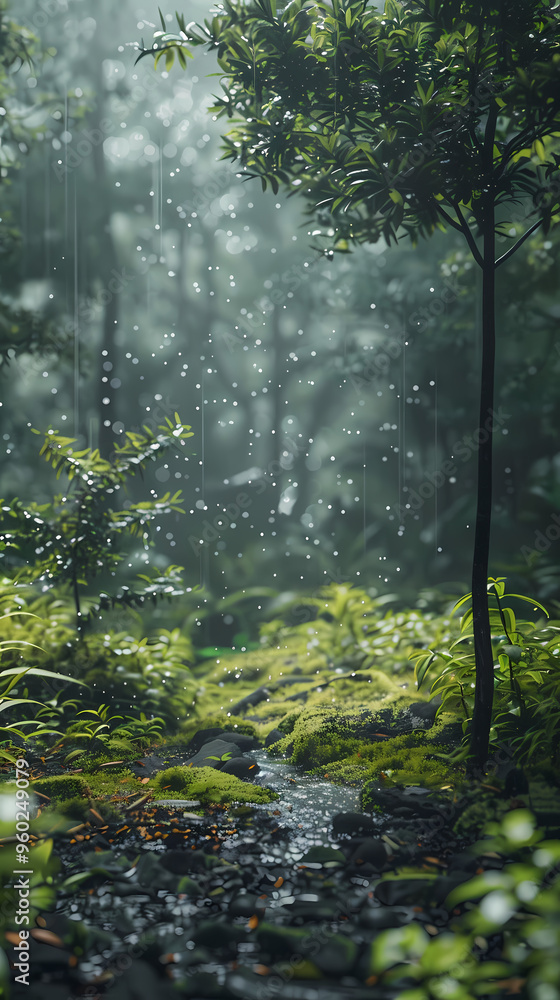 Obraz premium Tropical rainforest with trees and moss