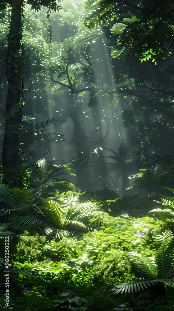Tropical rainforest with trees and moss Tropical rainforest with trees and moss