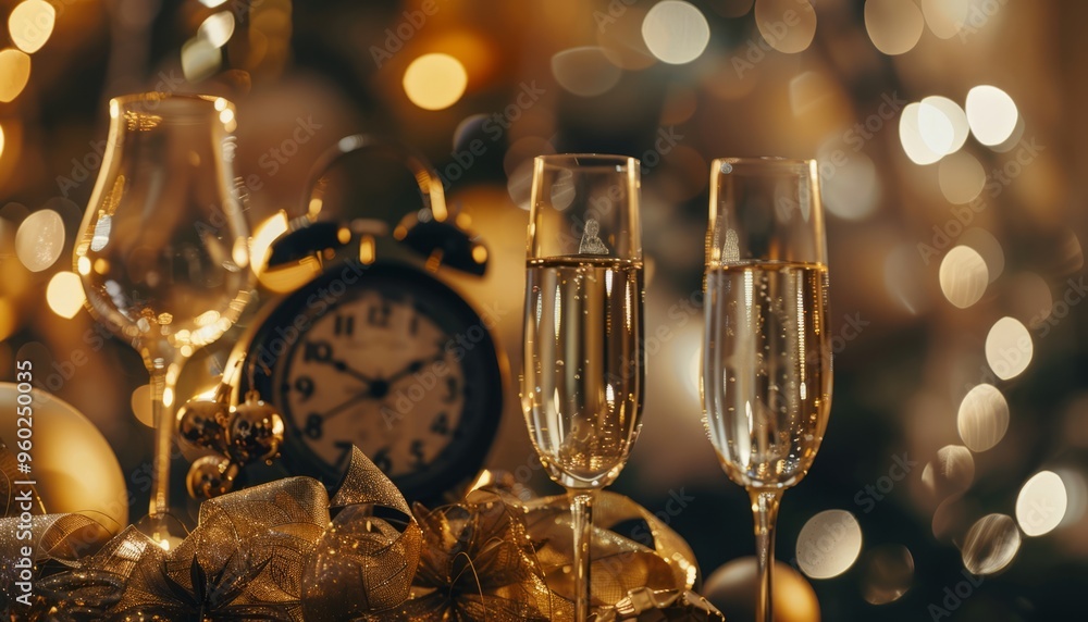 Sparkling Start: Ringing in 2023 with Champagne and Clocks - A Dazzling Display of Abstract Defocuse Sparkling Start: Ringing in 2023 with Champagne and Clocks - A Dazzling Display of Abstract Defocuse